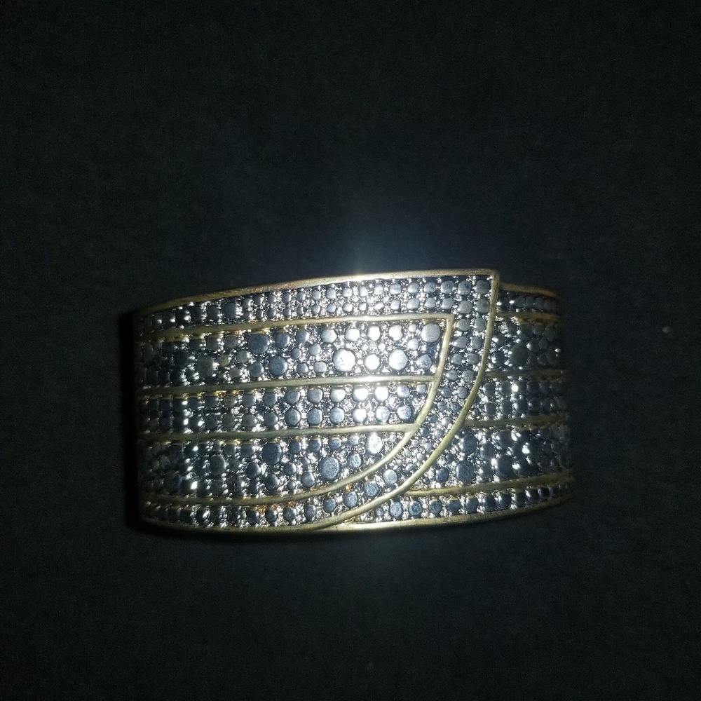Antique gold and silver cuff hinge bracelet